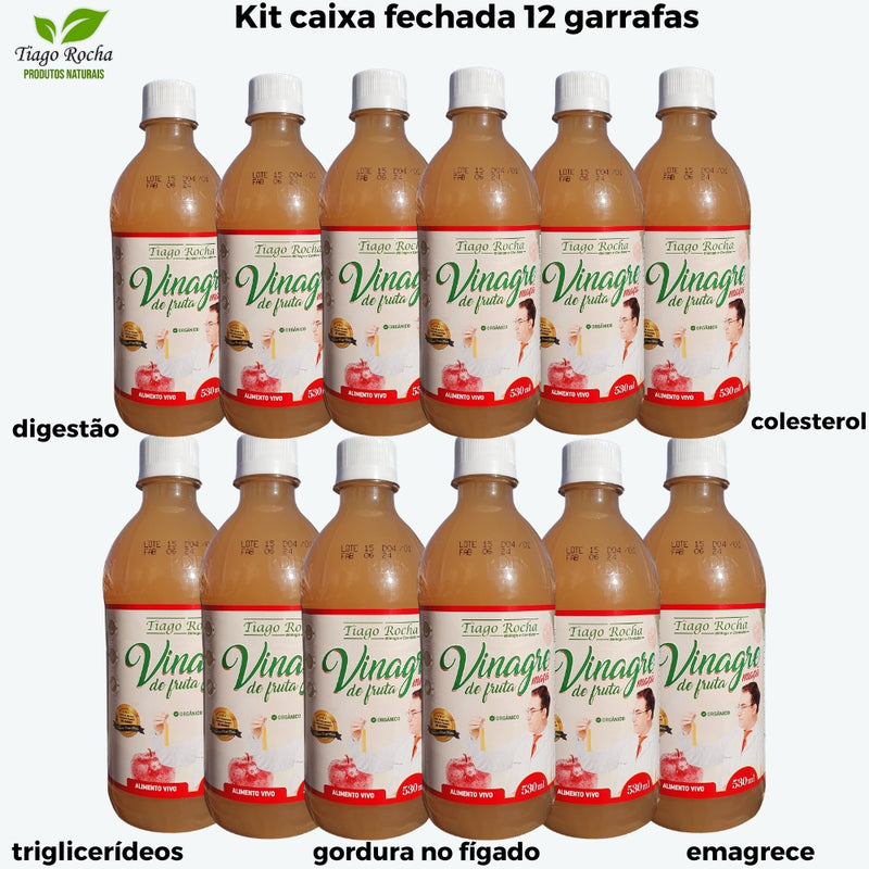 Kit12 potes Vinagre de maça orgânico Tiago Rocha