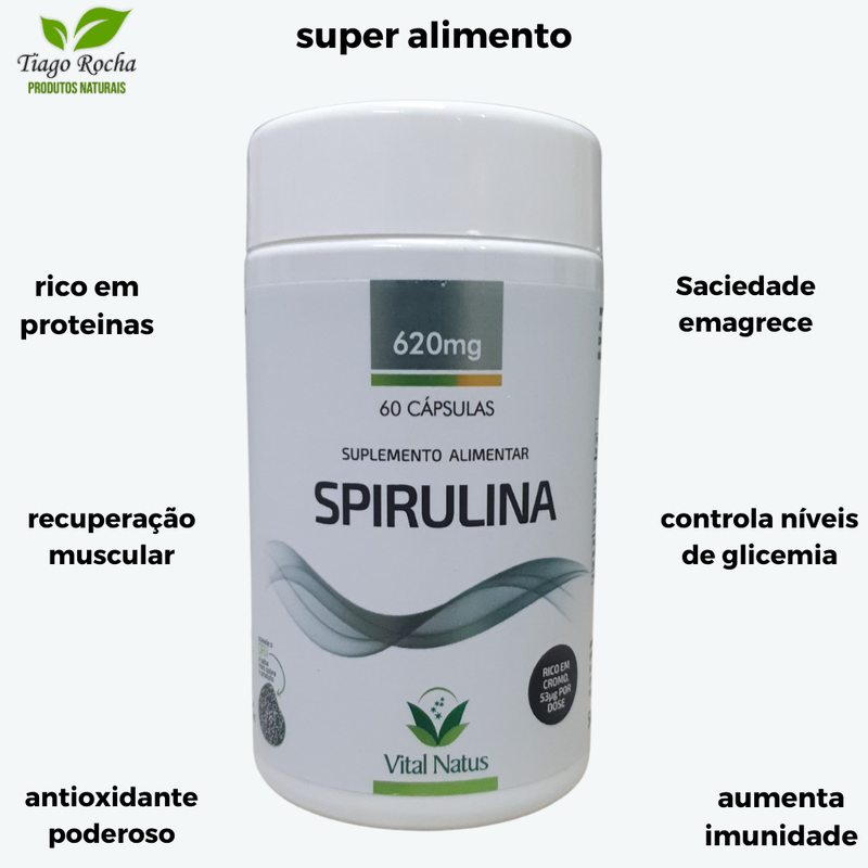 Inibidor Apetite Spirulina 60 cápsulas 620mg