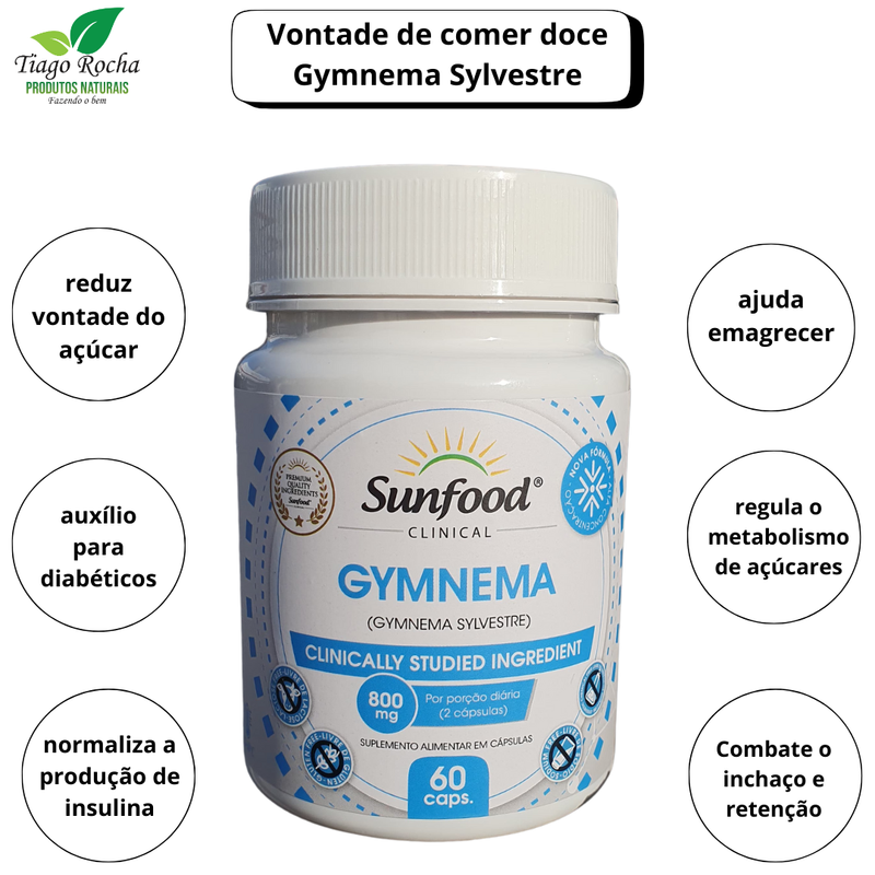 Vontade comer doce Gymnema Sylvestre 60 Cápsulas