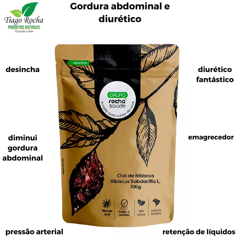 Chá de Hibiscus para retenção líquidos e gordura abdominal