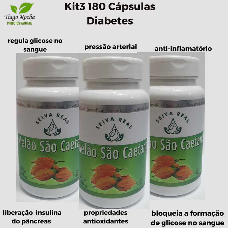 Kit3 potes Melão de São Caetano 180 cápsulas