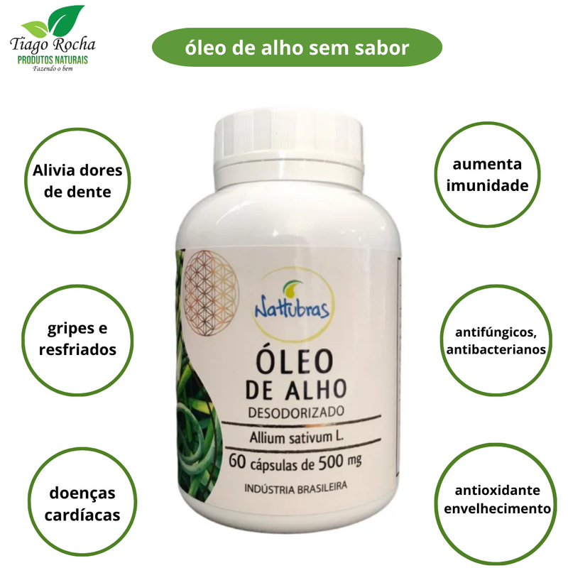 Imunidade óleo de alho sem sabor 60 cápsulas