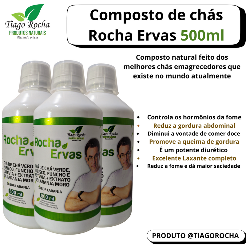 Kit3 potes Emagrecedor Composto Rocha Ervas 500ml nova fórmula Lançamento